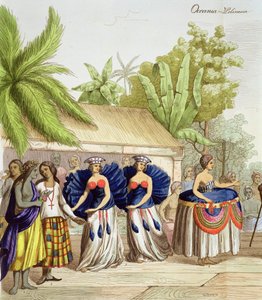 Polynesische Dansmeisjes, gegraveerd door A. Bernati door Giacomo Casa